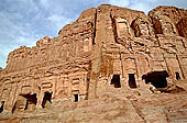 Petra - the sun of the sunset illuminates the magnificent Royal Tombs 